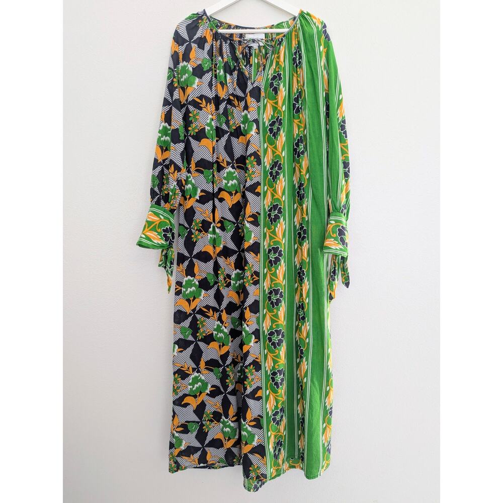Antik Batik Talita Flowing Maxi Dress Green Black Size M/40 EUC Retail $480 - Picture 3 of 9
